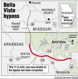 Map showing the Bella Vista bypass