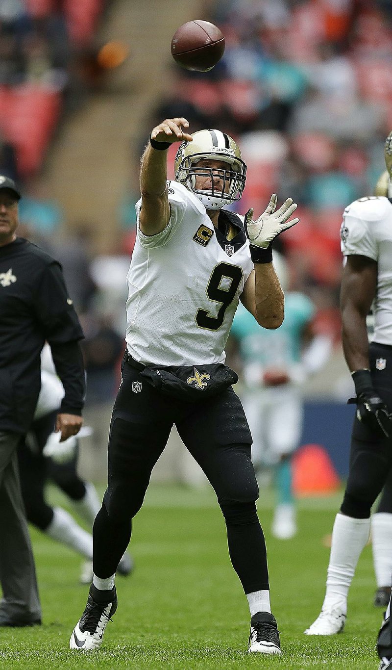 New Orleans Saints quarterback Drew Brees completed 29 of 41 passes for 268 yards and 2 touchdowns, leading the Saints to a 20-0 victory against the Miami Dolphins on Sunday at Wembley Stadium in London.