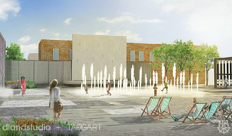 An artist’s rendering shows the proposed downtown North Little Rock plaza. 