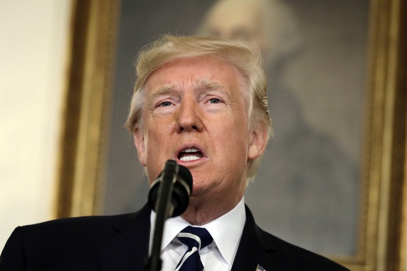 President Donald Trump makes a statement about the mass shooting in Las Vegas, Monday, Oct. 2, 2017 at the White House in Washington. (AP Photo/Evan Vucci)
