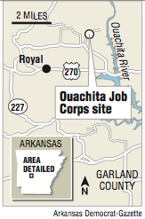 A map showing the Ouachita Job Corps site