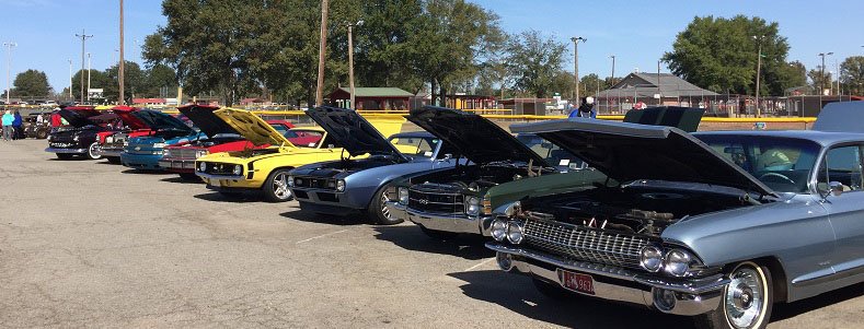 Classic cars are lined up for the car show at last year’s Beebe Arts and Crafts Festival. This year, the festival will take place Oct. 21 at the Beebe Ballpark and will feature activities for children, live entertainment, vendors, a car show, a fun dog show, pumpkin decorating and more.