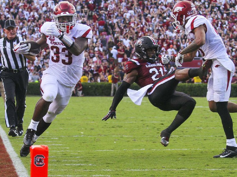 Arkansas’ David Williams, who spent his first three seasons at South Carolina, rushed for 32 yards and 1 touchdown on 7 carries against the Gamecocks on Saturday.