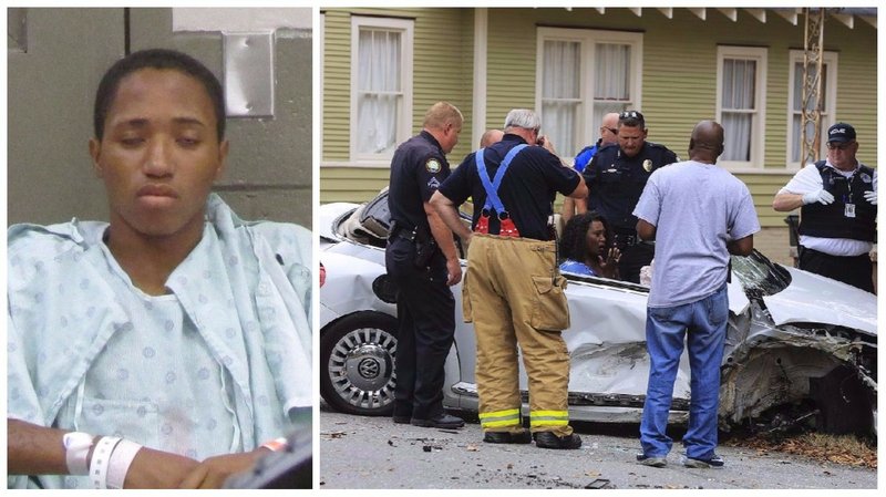 Brakell Thaddeus Howard, 19, of Little Rock (left) is accused of jumping into Little Rock City Director Doris Wright’s convertible before it crashed Oct. 3, 2017.
