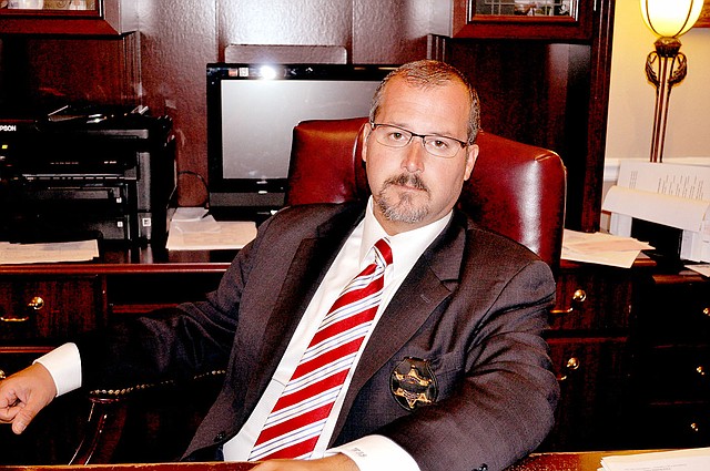 RACHEL DICKERSON/MCDONALD COUNTY PRESS McDonald County Coroner William J. "B.J." Goodwin is pictured at his office at Ozark Funeral Home.