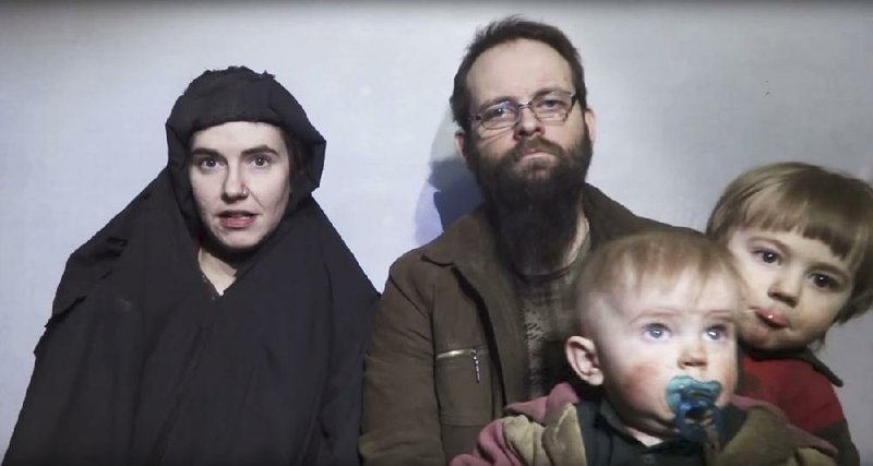 Caitlin Coleman and her husband, Joshua Boyle, shown with two of their children in an image released by the Taliban in December, apparently were freed from their Afghan captors by Pakistani commandos.