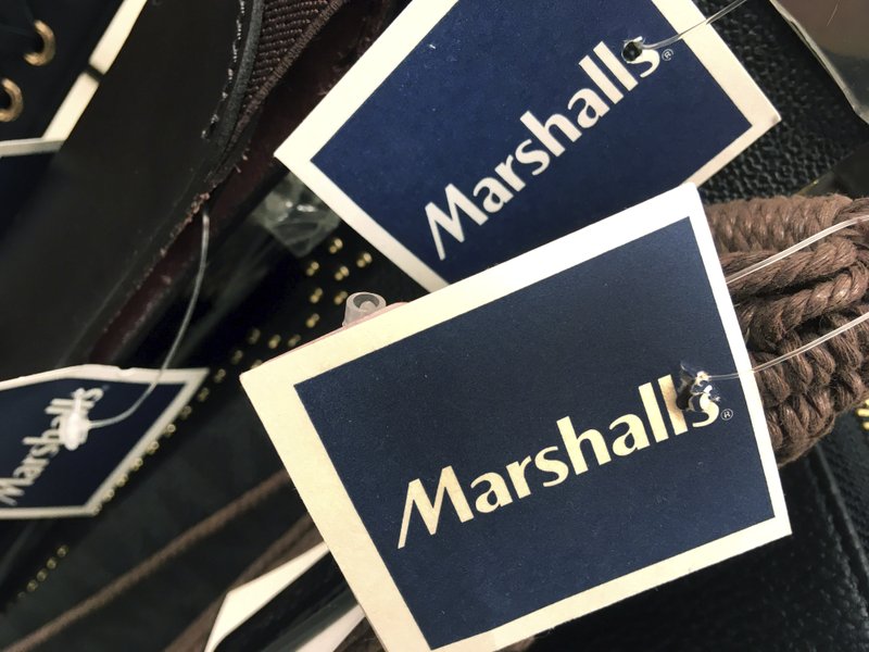 In this Tuesday, May 16, 2017, photo, Marshalls tags are attached to merchandise in a store in Methuen, Mass. On Friday, Oct. 13, 2017, the Commerce Department releases U.S. retail sales data for September. 