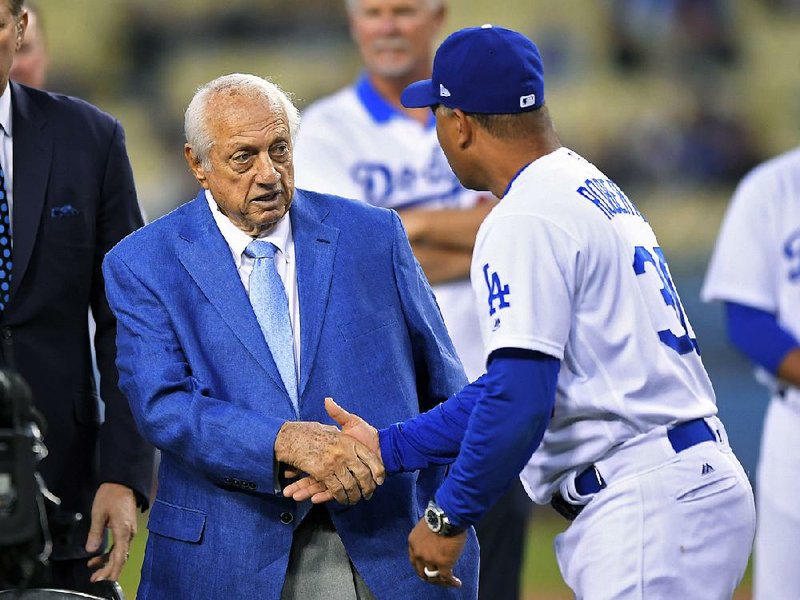 Former manager Tommy Lasorda was honored by the Los Angeles Dodgers for his 90th birthday Sept. 22.