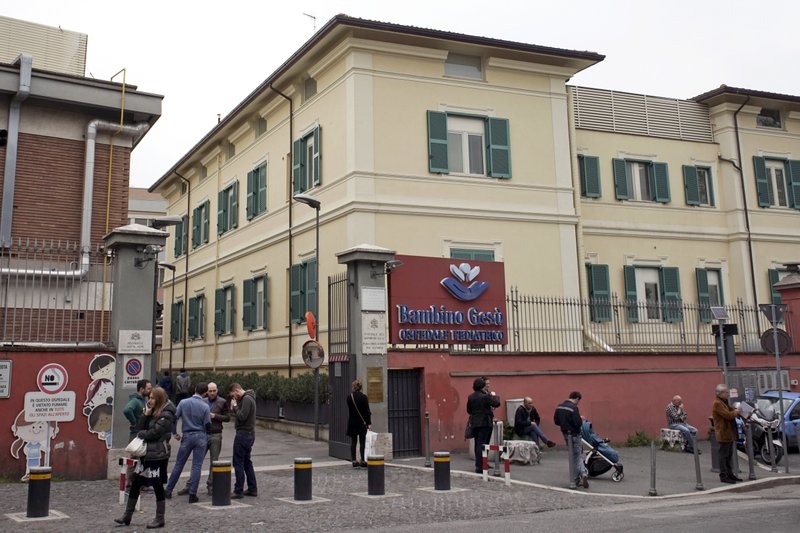 This April 1, 2016, file photo shows a view of the Bambino Gesu' pediatric hospital in Rome. 