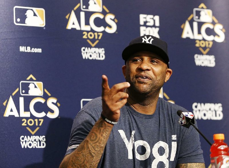 Left-hander CC Sabathia will start on the mound for the New York Yankees tonight against the Houston Astros in Game 3 of the American League Championship Series in New York. The Yankees trail the Astros 2-0.