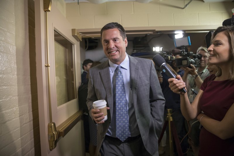 In this July 28, 2017, file photo, House Intelligence Committee Chairman Rep. Devin Nunes, R-Calif., walks on Capitol Hill in Washington. 