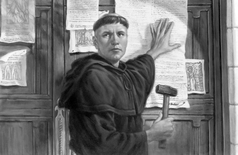 Martin Luther nailed his 95 Theses for debate to the door of the Castle Church in Wittenberg, Germany, on Oct. 31, 1517. The theses were published and sparked the beginning of the Lutheran and Protestant Reformations in Europe, an event which forever changed the world.