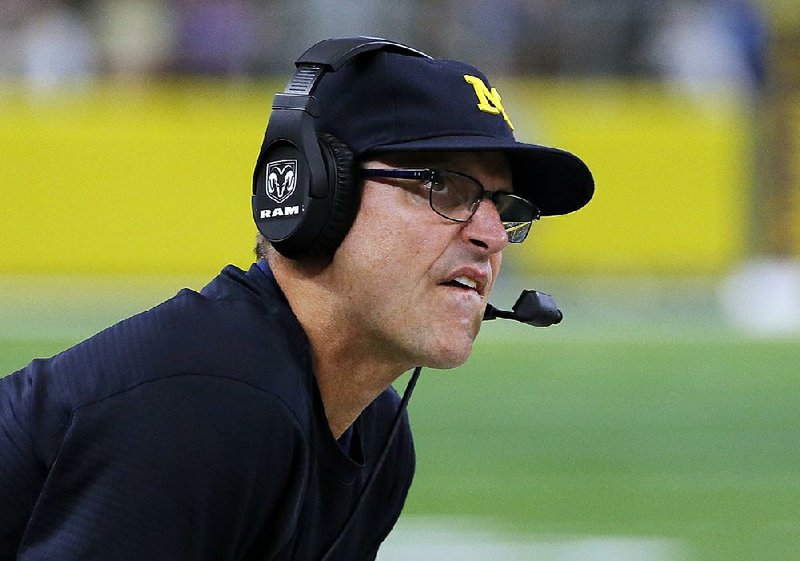 Michigan head coach Jim Harbaugh has seen things go awry since beating Florida on Sept. 2 in Arlington, Texas.