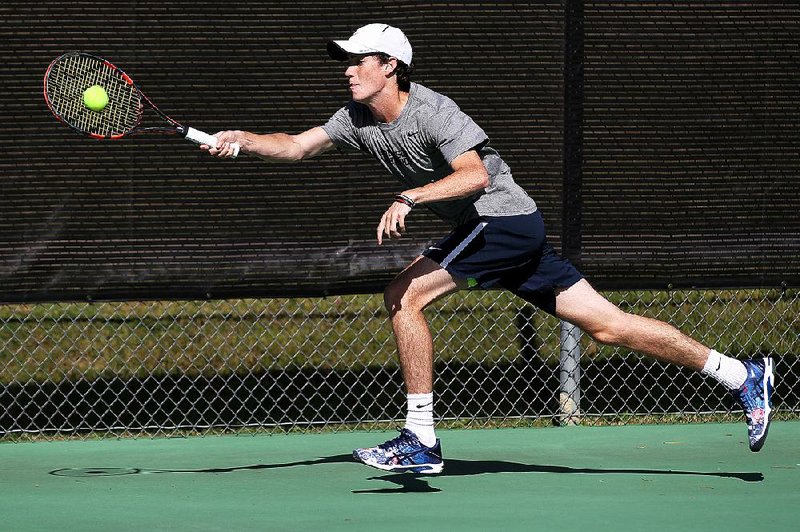 Joe T. Robinson’s Christian Greer lost to Little Rock Catholic’s Parker Stearns 6-0, 6-3 in the quarterfinals of the state boys Overall tennis tournament.