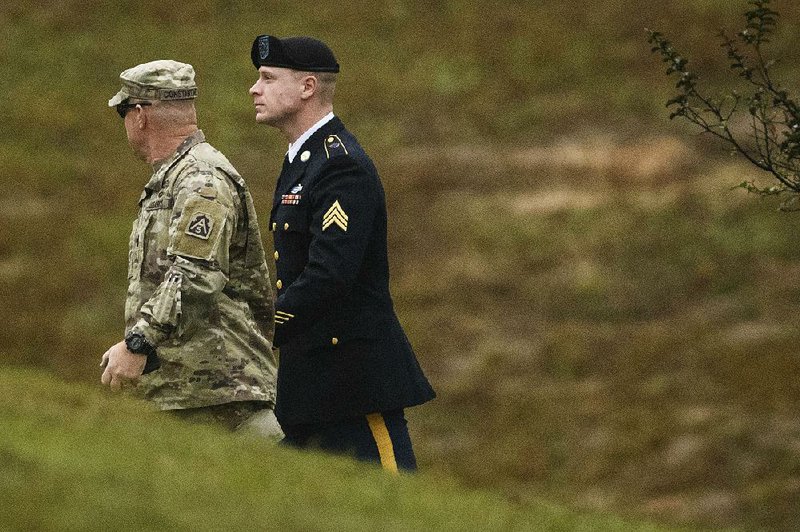 Sgt. Bowe Bergdahl arrives for his sentencing hearing Monday in Fort Bragg, N.C.