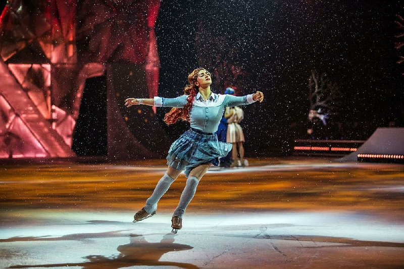 Crystal, the show’s title character, “dives” into a world of her own imagination in Cirque du Soleil Crystal, the company’s first show on ice.