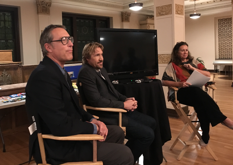 John Corbett and David A.R. White speak to reporters on Monday about "God's Not Dead 3"