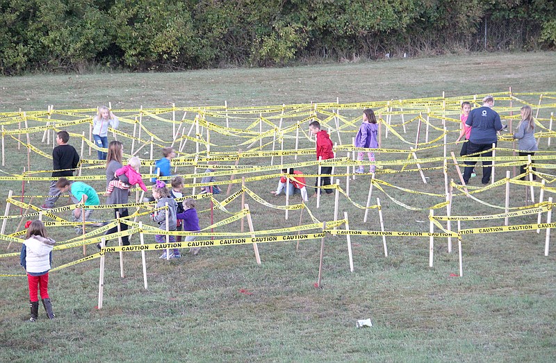 It wasn't a corn maze but Lincoln Elementary School put up its own outside maze to give children a puzzle to solve.