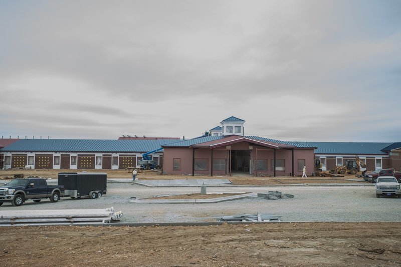 File photo of construction at an elementary school behind J.O. Kelly Middle School in Springdale.