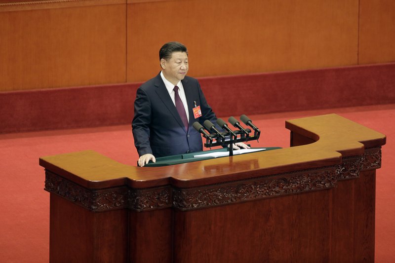 Xi Jinping, China's president, speaks during the opening of the 19th National Congress of the Communist Party of China at the Great Hall of the People in Beijing on Oct. 18, 2017. 