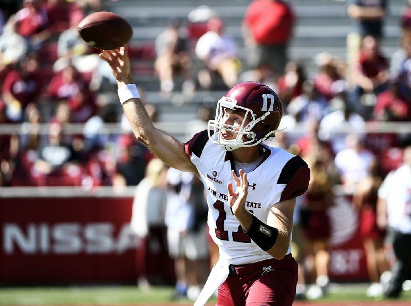 New Mexico State quarterback Tyler Rogers has thrown 13 interceptions this season. 