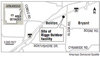 A map showing the site of Riggs Outdoor facility