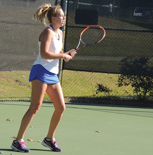 Submitted photo FAMILY AFFAIR: Lakeside senior Thea Rice duplicates the 2015 feat of older sister Tatum as singles champion in the overall high school girls tennis tournament Tuesday at Burns Park in North Little Rock.