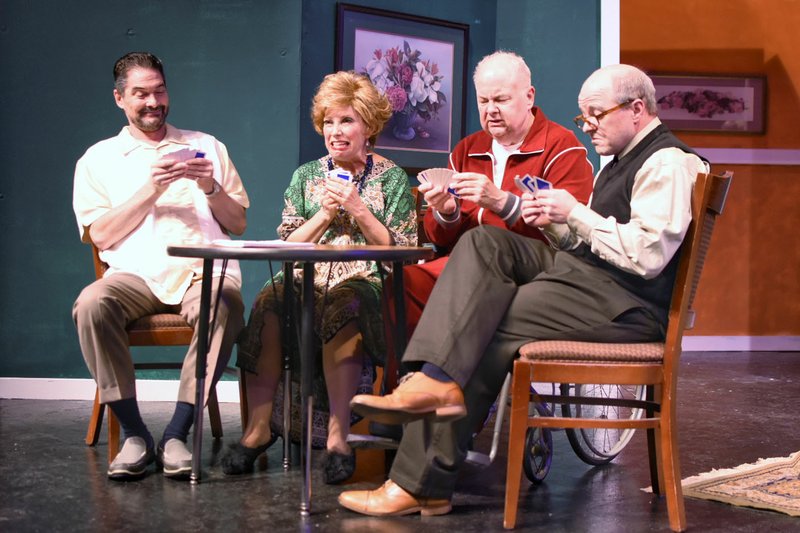 Photo Courtesy Danielle Keller Tim Gilster, Terry Vaughan, Ed McClure and Kris Isham rehearse for "Every Day a Visitor" at Arkansas Public Theatre.