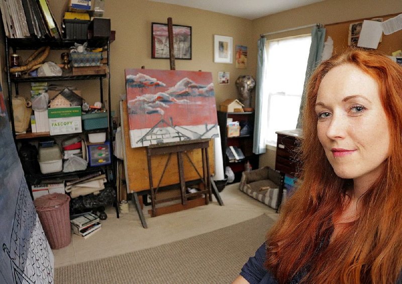 Teacher and artist Yelena Petroukhina in her art studio.

