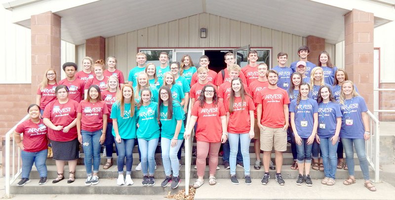 SUBMITTED PHOTO Arvest Junior Bank Board members gather for a group photo at their annual kick-off meeting. Students are from Farmington, Lincoln, Prairie Grove and West Fork high schools.
