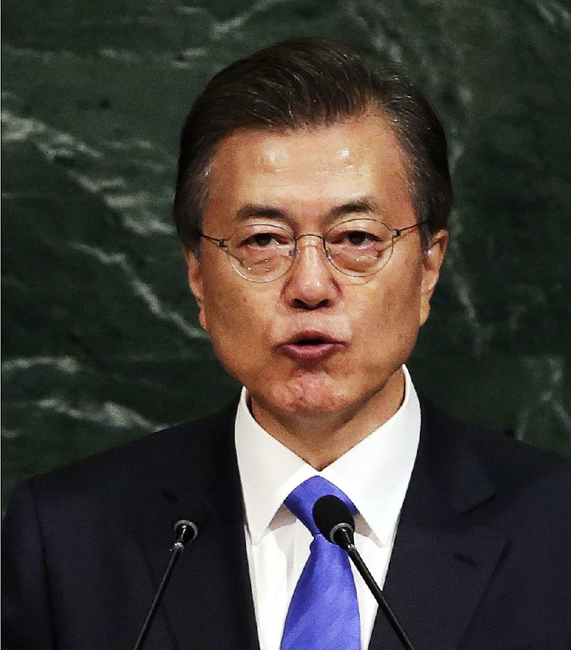 South Korean President Moon Jae-in is shown on  Sept. 21, 2017 at U.N. headquarters. 