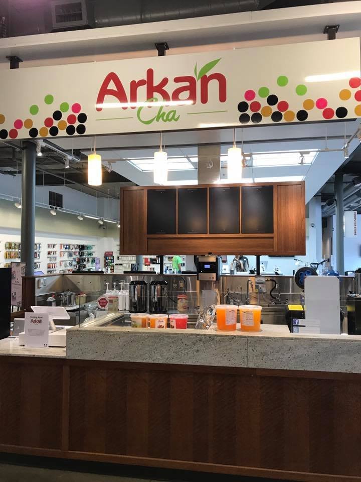 Pictured: ArkanCha tea in the University of Arkansas bookstore prior to opening August 2017.