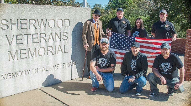 We Are the 22, a nonprofit that works to reduce veteran suicide, will host the first Patriot Fest on Saturday with a memorial walk to begin at 8 a.m. at Friendly Acres Park in Judsonia. Members include, kneeling, from left, Jerad Harrison, Travis Haskell and David Lowrey; and standing, Larry Johnson, organizer Mikel Brooks, Melanie Fetterolf and Jessie Stark.
