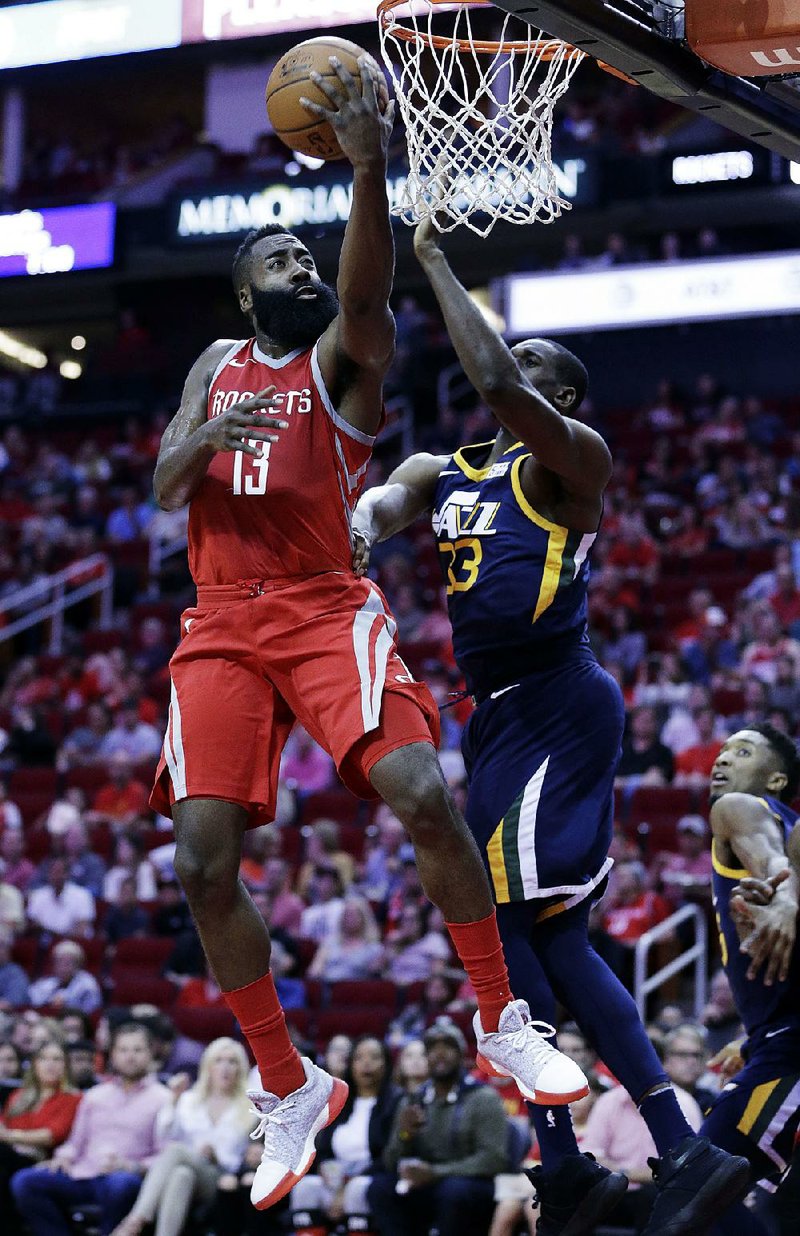 Houston Rockets guard James Harden (13) scored a career-high 56 points in the team’s 137-110 victory over the Utah Jazz on Sunday.