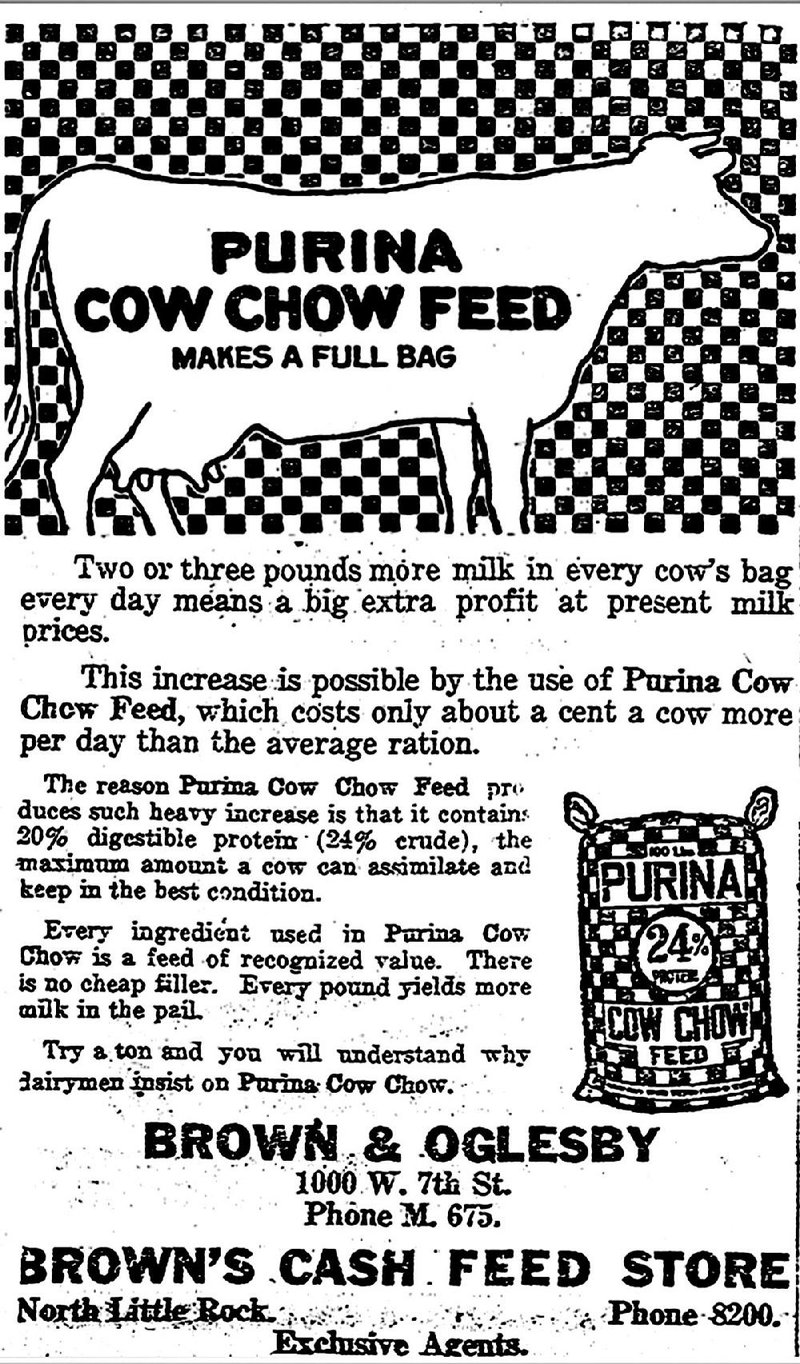 The Ralston-Purina Co. rebranded its animal feeds as “chow” in 1917, witness this ad from the Oct. 16, 1917, Arkansas Gazette.