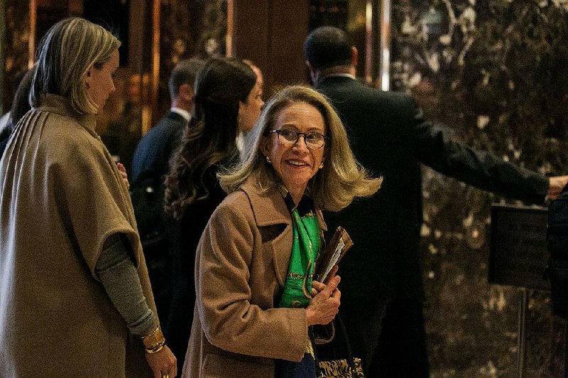 Kathleen Hartnett White, President Donald Trump's nominee to lead the White House Council on Environmental Quality, who has described belief in global warming as “a kind of paganism,” in New York, Nov. 28, 2016. 