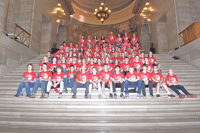 PHOTO SUBMITTED Pictured is the eighth-grade class; Ken Anders, principal; teachers, Brandon Martin, Cathy Keith, Amy Dill, Daphne Still, Caleb Littlefield, Cody Hobbs, and Sara Doeppke.