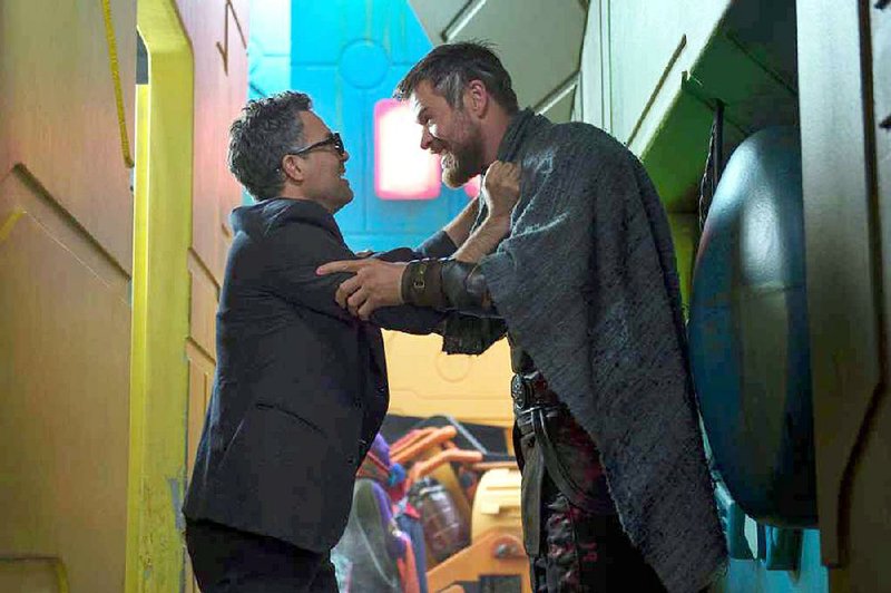 Mark Ruffalo (left) stars as the Hulk and Chris Hemsworth is Thor in Thor: Ragnarok, the third installment of the popular Marvel movie franchise. It came in first at last weekend’s box office and made about $122.7 million.