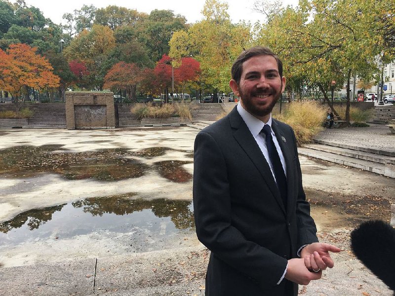 Fayetteville native Joseph Weishaar stands at the site Thursday in Washington where ground was broken for the National World War I Memorial. Weishaar is lead designer for the still-developing plan.