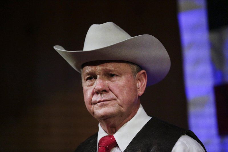 The Associated Press MOORE: In this Sept. 25 photo, former Alabama Chief Justice and U.S. Senate candidate Roy Moore speaks at a rally, in Fairhope, Ala. According to a Washington Post story Nov. 9, an Alabama woman said Moore made inappropriate advances and had sexual contact with her when she was 14.
