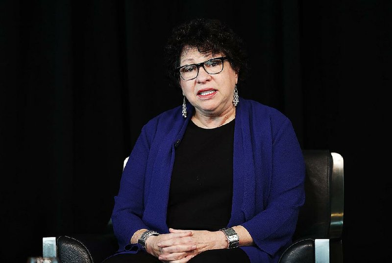 FILE- In this Sept. 21, 2017, file photo, Supreme Court Justice Sonia Sotomayor speaks the Newseum in Washington.  (AP Photo/Carolyn Kaster, File)