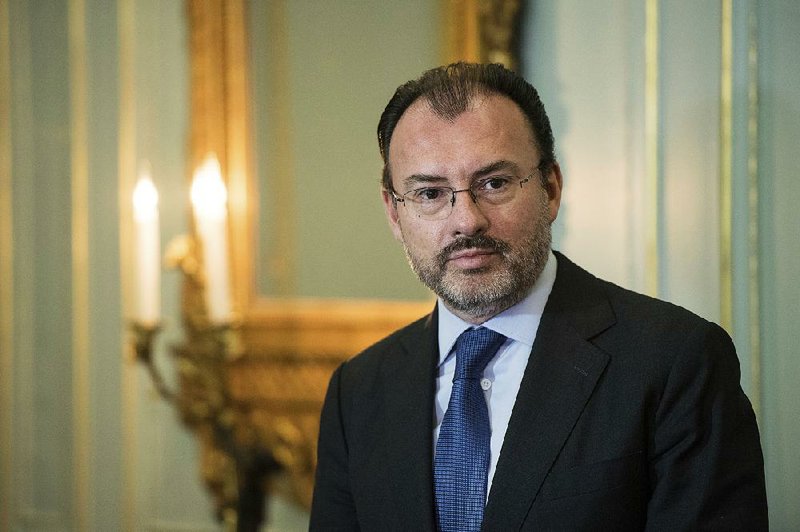 Mexico's Foreign Minister Luis Videgaray speaks during a press conference with Britain's Foreign Secretary Boris Johnson in London, England, Thursday Oct. 19, 2017. 