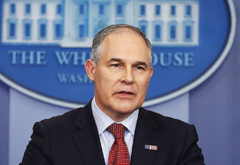 In this June 2, 2017 file photo, Environmental Protection Agency administrator Scott Pruitt speaks in the Brady Press Briefing Room of the White House in Washington. 
