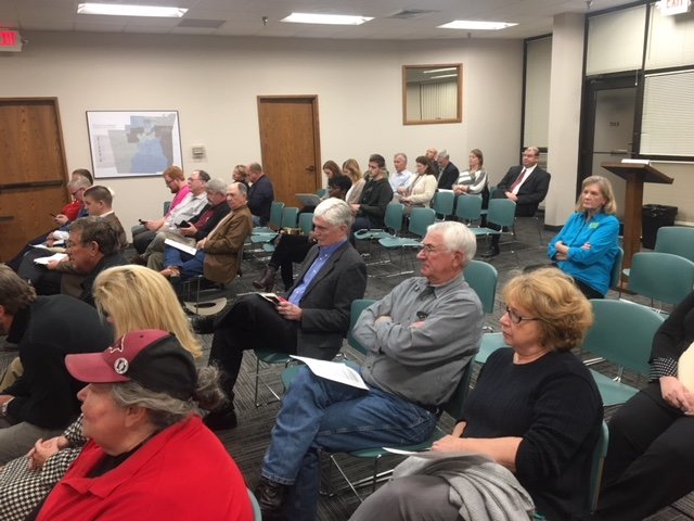 Washington County residents wait for the Quorum Court to decide whether to raise the property tax rate and pass the 2018 budget during the regular meeting Thursday at the quorum courtroom at the courthouse. The budget failed. The millage rate will remain at 3.9 mills, justices of the peace decided.