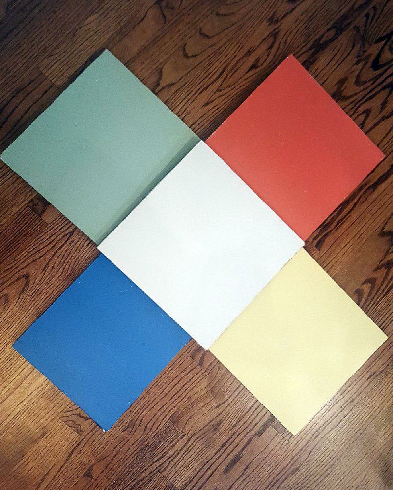 Test, test, test. You can’t make a good paint decision by picking a color strictly from the fandex. It’s just a guide. I painted a dozen sample boards, before narrowing the palette to these five colors. 