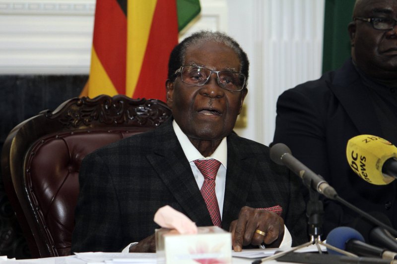The Associated Press MUGABE: Zimbabwean President Robert Mugabe delivers his speech during a live broadcast Sunday at State House in Harare. Zimbabwe's President Robert Mugabe has baffled the country by ending his address on national television without announcing his resignation.