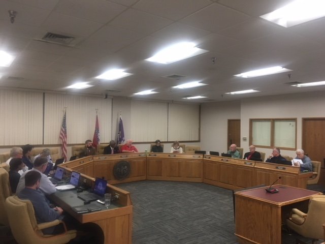 Washington County justices of the peace consider the 2018 budget during a special-called meeting Monday at the courthouse.