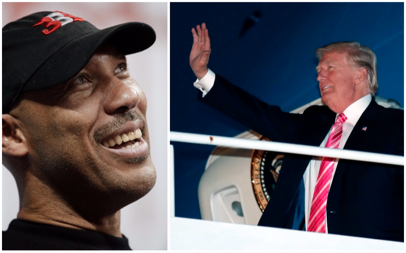 LaVar Ball and President Donald Trump are shown in these Associated Press photos.