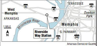 A map showing the location of the Riverside Way Station
