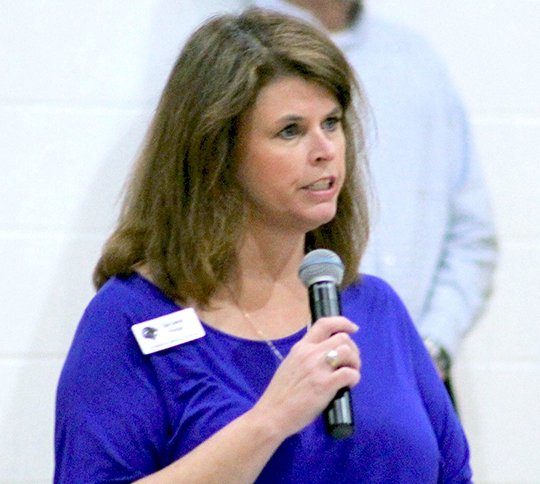 Submitted photo WELCOME VETERANS: Bismarck Middle School Principal Ellen Coleman hosted the district's recent Veterans Day program for students and the community. An assembly and breakfast were sponsored by the Bismarck Lions Club.